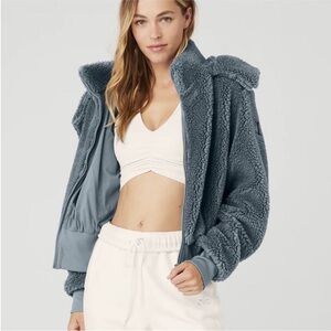 Alo Yoga Foxy Sherpa Jacket - Steel Blue, Small, Preowned
